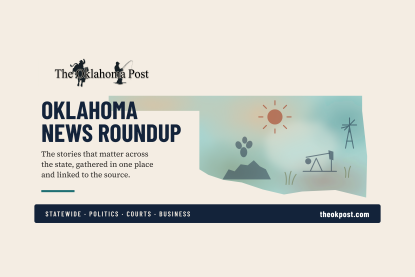 The Oklahoma Post Oklahoma News Roundup cover with Oklahoma state map